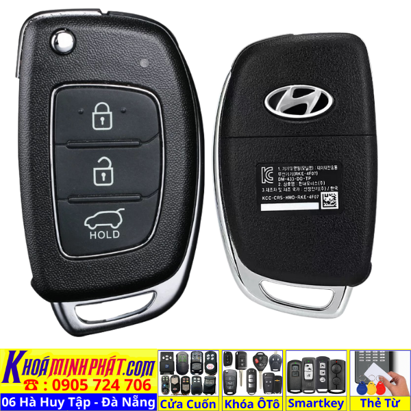 Vỏ Chìa khoá xe ô tô Hyundai Solati, Accent,I10, I20, I30 , Elantra, Santafe V42 - Làm Chìa Khoá Xe Ô Tô - Minh Phát Thay pin thay vỏ độ gập smartkey remote