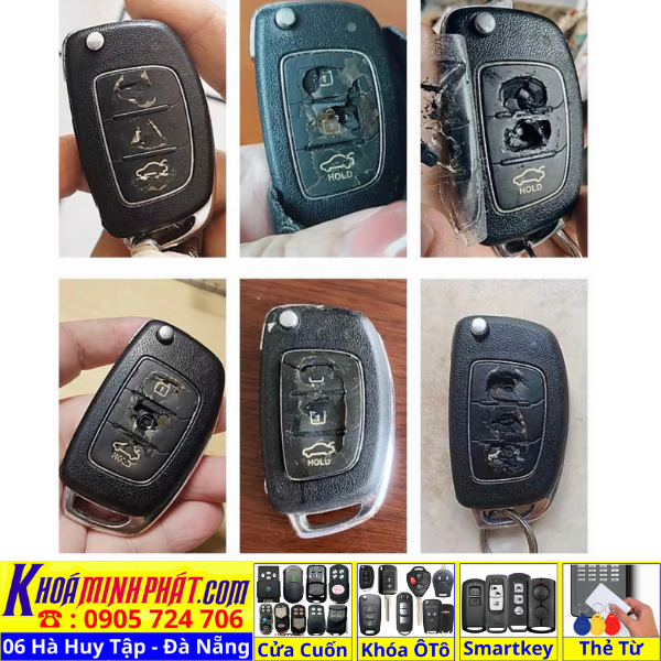 Vỏ Chìa khoá xe ô tô Hyundai Solati, Accent,I10, I20, I30 , Elantra, Santafe V42 - Làm Chìa Khoá Xe Ô Tô - Minh Phát Thay pin thay vỏ độ gập smartkey remote