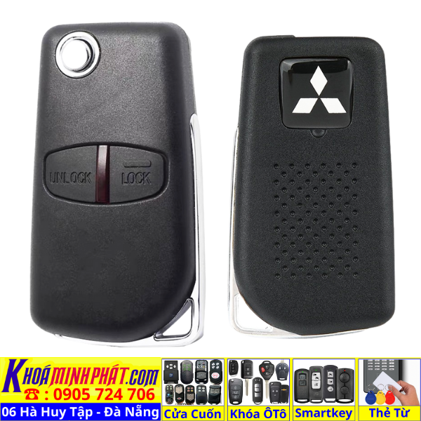 Vỏ chìa khóa Độ gập xe Mitsubishi Grandis Triton Mirage Pajero sport Attrage Xpander Eclipse Delica Lancer V51 - Làm Chìa Khoá Xe Ô Tô - Minh Phát Thay pin thay vỏ độ gập smartkey remote