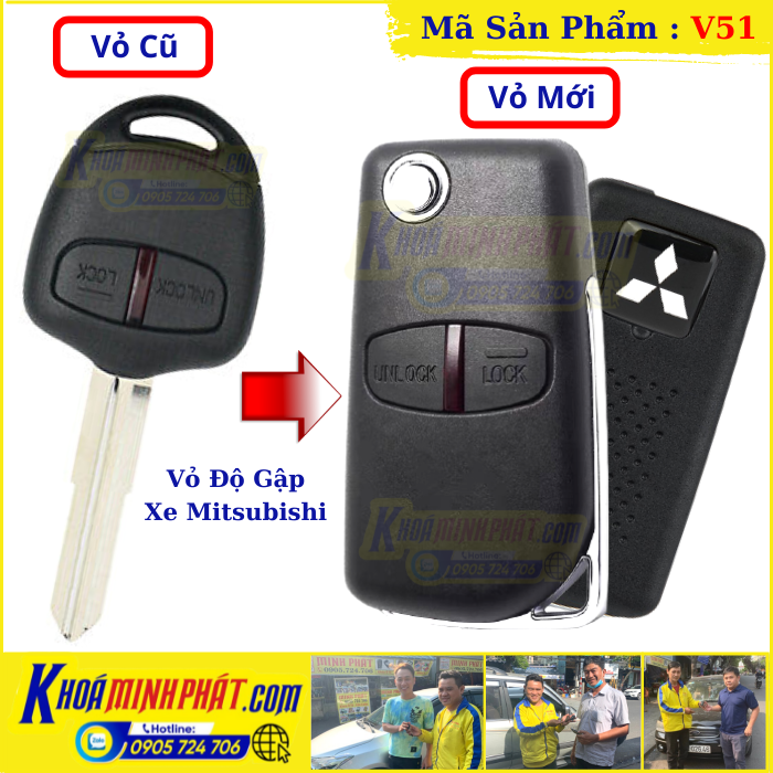 Hình ảnh Vỏ Chìa khóa xe Mitsubishi Grandis, Triton, Pajero Độ gập 1