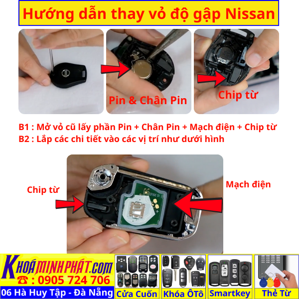 Vỏ Độ Gập Chìa Khoá Xe Ô Tô Nissan Navara Sunny, Nissan Terra, Vỏ Remote Gập Nissan Terra Navara Mẫu V62 - Làm Chìa Khoá Xe Ô Tô - Minh Phát Thay pin thay vỏ độ gập smartkey remote