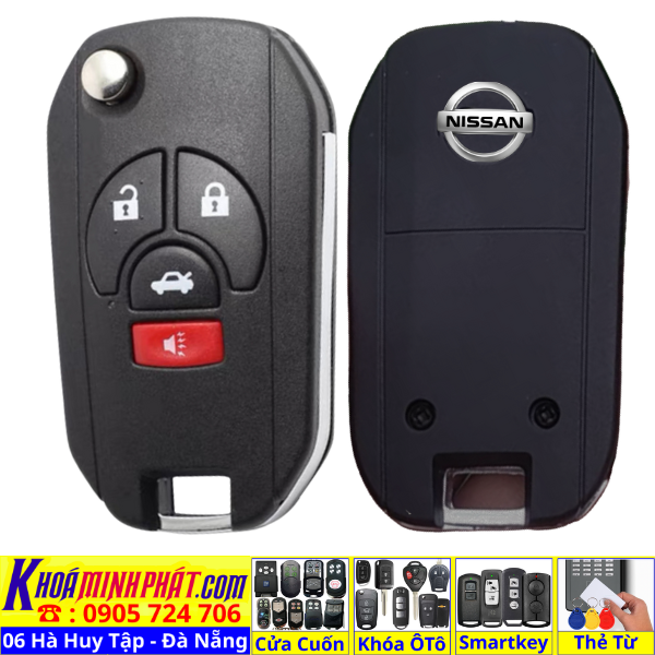 Vỏ Độ Gập Chìa Khoá Xe Ô Tô Nissan Navara Sunny, Nissan Terra, Vỏ Remote Gập Nissan Terra Navara Mẫu V62 - Làm Chìa Khoá Xe Ô Tô - Minh Phát Thay pin thay vỏ độ gập smartkey remote