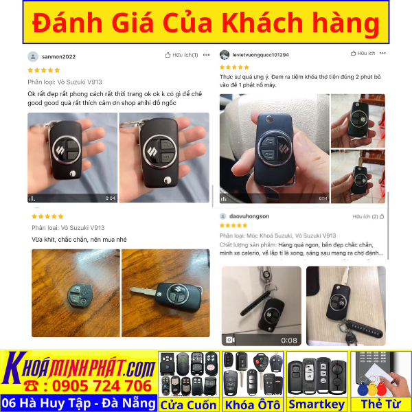 Vỏ Độ gập Chìa khoá xe Suzuki Swift, Celerio, Baleno, Dzire, Ciaz, Grand Vitara, Jimny, XL7, Ertiga S-Cross V913 - Làm Chìa Khoá Xe Ô Tô - Minh Phát Thay pin thay vỏ độ gập smartkey remote