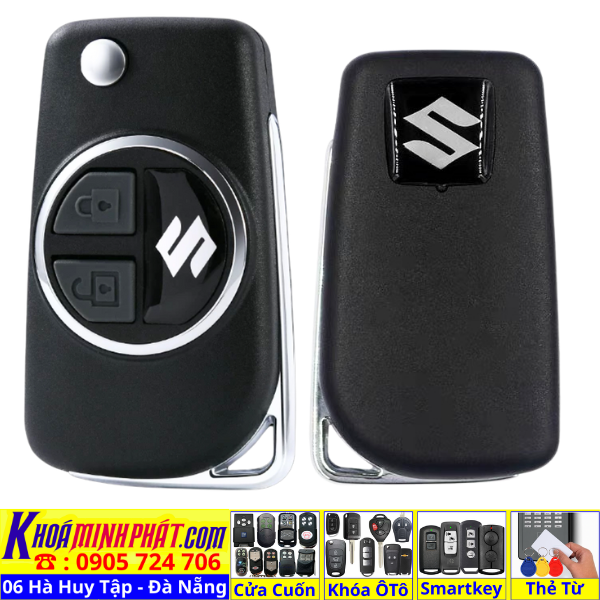 Vỏ Độ gập Chìa khoá xe Suzuki Swift, Celerio, Baleno, Dzire, Ciaz, Grand Vitara, Jimny, XL7, Ertiga S-Cross V913 - Làm Chìa Khoá Xe Ô Tô - Minh Phát Thay pin thay vỏ độ gập smartkey remote