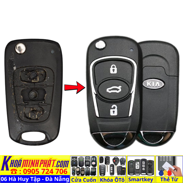 Vỏ nút nhựa chống lũng Chìa Khóa Xe Ô Tô Kia Morning, Picanto, Cerato, Forte, K3, Rio, Soul, Sportage, Sorento, Carens, Rondo, Optima V48 - Làm Chìa Khoá Xe Ô Tô - Minh Phát Thay pin thay vỏ độ gập smartkey remote