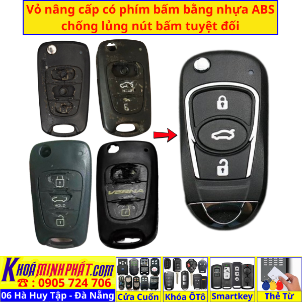 Vỏ nút nhựa chống lũng Chìa Khóa Xe Ô Tô Kia Morning, Picanto, Cerato, Forte, K3, Rio, Soul, Sportage, Sorento, Carens, Rondo, Optima V48 - Làm Chìa Khoá Xe Ô Tô - Minh Phát Thay pin thay vỏ độ gập smartkey remote