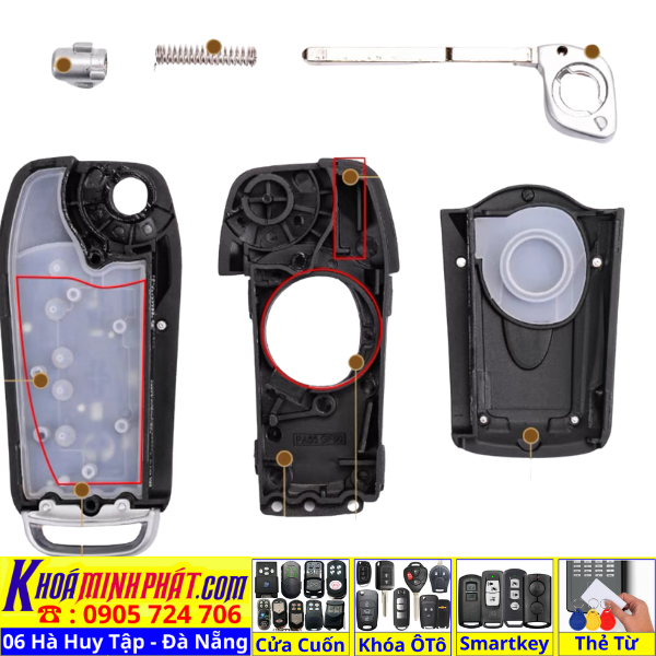 Vỏ Nâng cấp Chìa khóa Ford Focus Ranger Tourneo Ecosport đời 2010-2016 mẫu V27 - Làm Chìa Khoá Xe Ô Tô - Minh Phát Thay pin thay vỏ độ gập smartkey remote