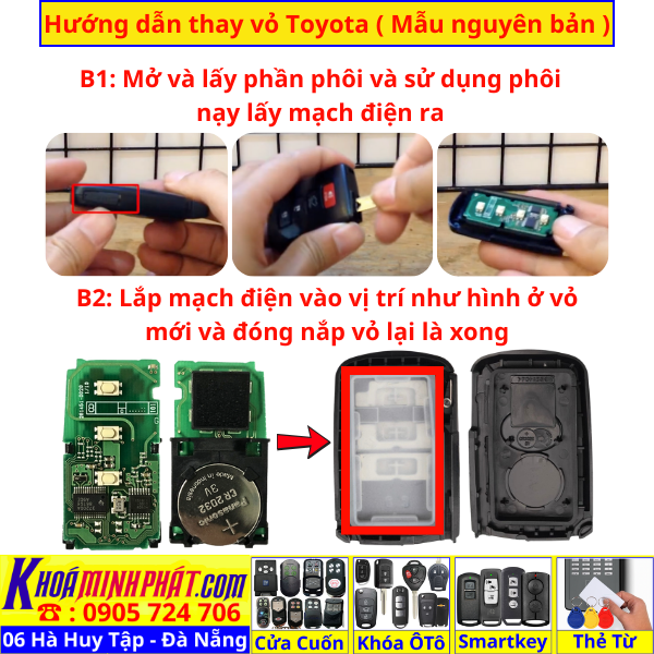 Vỏ Chìa Khóa Smartkey Ô Tô Toyota Land Cruiser, Camry, Corolla Altis, Fortuner, Innova, Hilux, Vios, Highlander V77 - Làm Chìa Khoá Xe Ô Tô - Minh Phát Thay pin thay vỏ độ gập smartkey remote