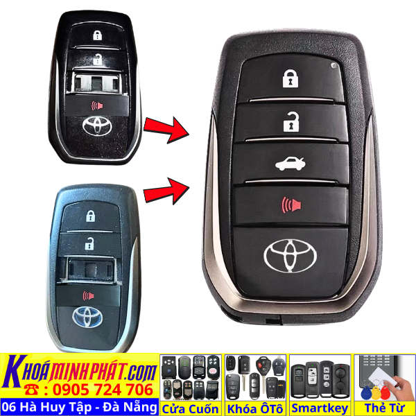 Vỏ Chìa Khóa Smartkey Toyota V709 cho Camry Altis Fortuner Innova Vios Hilux Land Cruiser Parodo V709.4 - Làm Chìa Khoá Xe Ô Tô - Minh Phát Thay pin thay vỏ độ gập smartkey remote