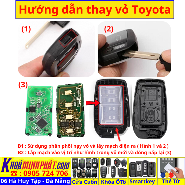 Vỏ Chìa Khóa Smartkey Toyota V709 cho Camry Altis Fortuner Innova Vios Hilux Land Cruiser Parodo V709.4 - Làm Chìa Khoá Xe Ô Tô - Minh Phát Thay pin thay vỏ độ gập smartkey remote