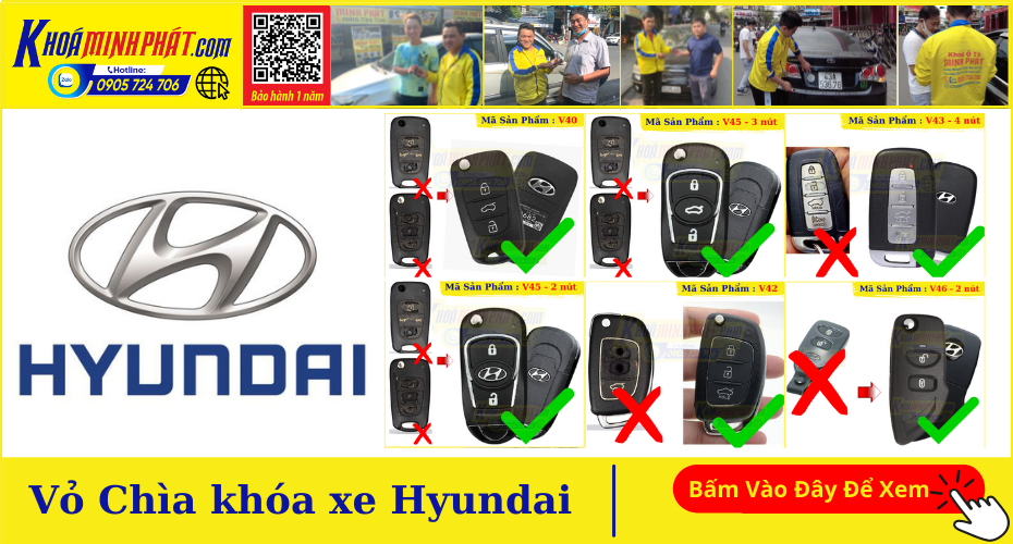 Vỏ Chìa khóa remote xe Hyundai Accent, I10