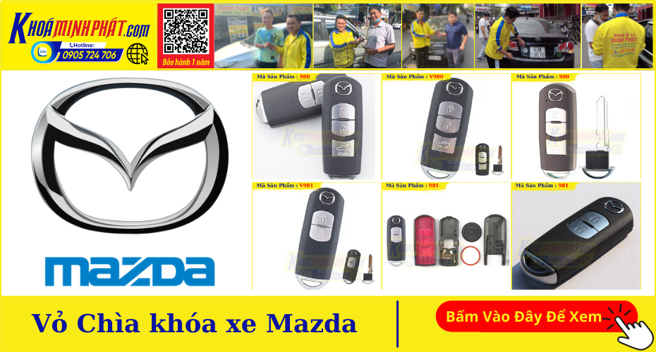 Vỏ Chìa khóa remote xe Mazda 3, CX5
