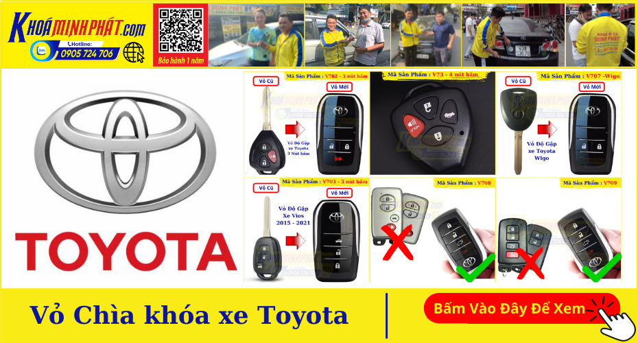 Vỏ Chìa khóa remote xe Toyota Fortuner, Innova