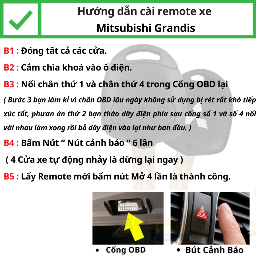 Hướng dẫn Làm Chìa khoá remote Mitsubishi Grandis Hướng dẫn học lệnh Chìa khoá remote Mitsubishi Grandis - Minh Phát
