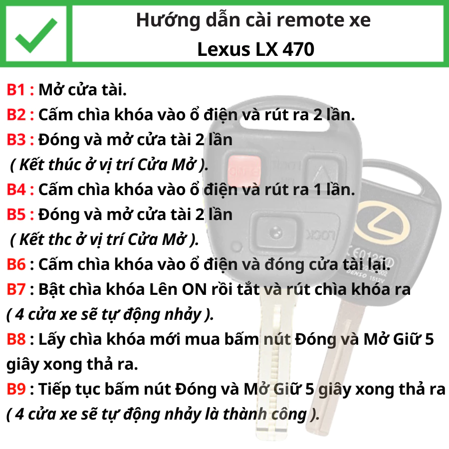 Làm Chìa khóa Độ gập xe Lexus LX470 và GX470 học lệnh remote Minh Phát