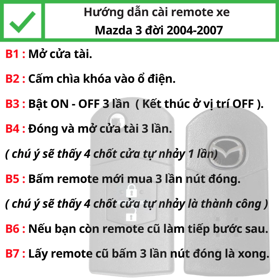 Làm Chìa khoá học lệnh remote xe Mazda 3 đời 2004 đến 2007 Làm Chìa khoá học lệnh remote xe Mazda 3 đời 2004 đến 2007