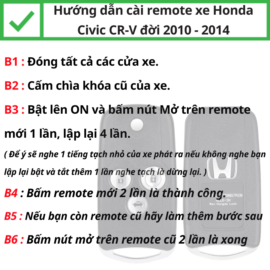 Làm Chìa khóa remote học lệnh xe Honda Civic đđời 2013 đến 2015 - Minh Phát
