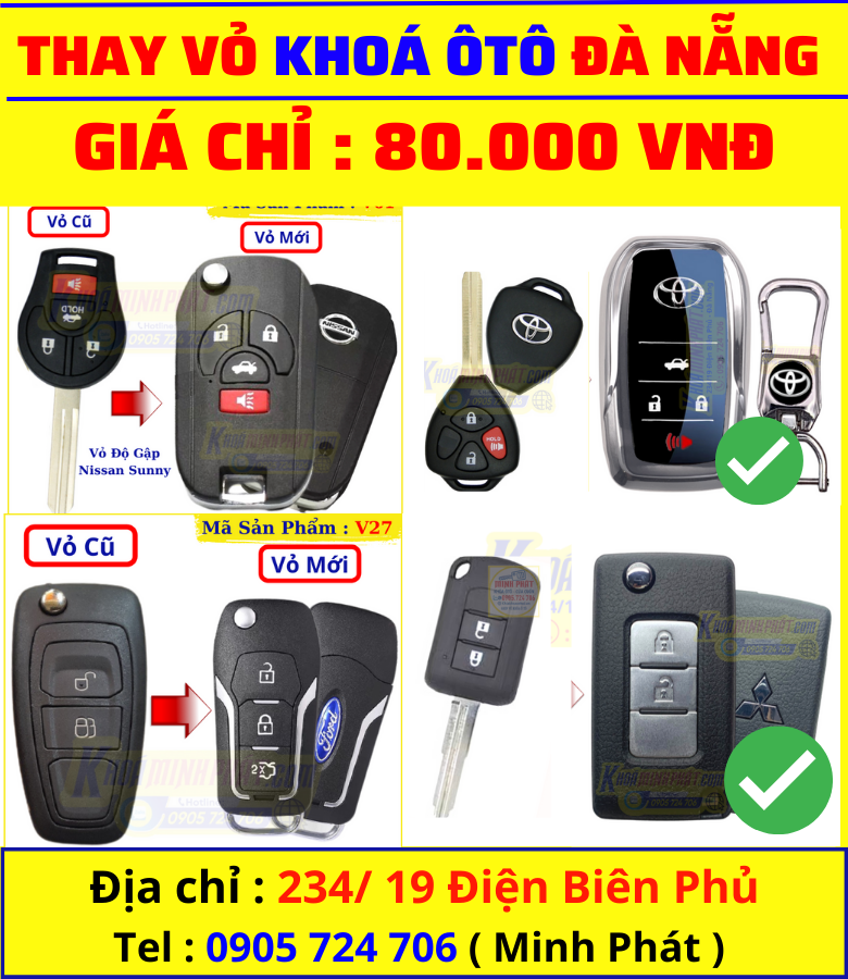 Thay vỏ chìa khoá xe ô tô tại Đà Nẵng