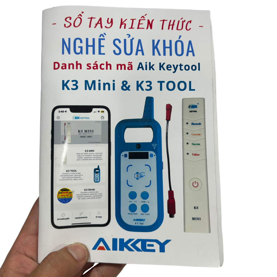 Sách hướng dẫn sử dụng máy làm chìa khóa xe ô tô K3 Mini AIK keytool Sách hướng dẫn sử dụng máy làm chìa khóa xe ô tô K3 Mini AIK keytool