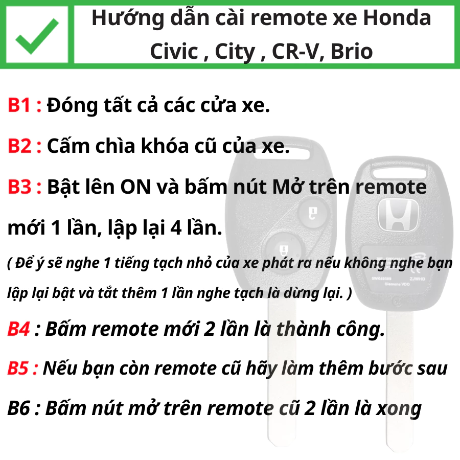 Hướng dẫn Làm Chìa khóa remote học lệnh xe Honda Civic, CRV, Brio, City - Minh Phát
