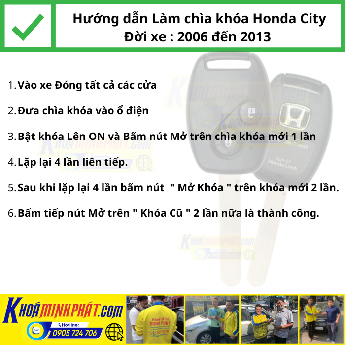 Hướng dẫn Làm Chìa khóa remote xe Honda City 2006 đến 2013