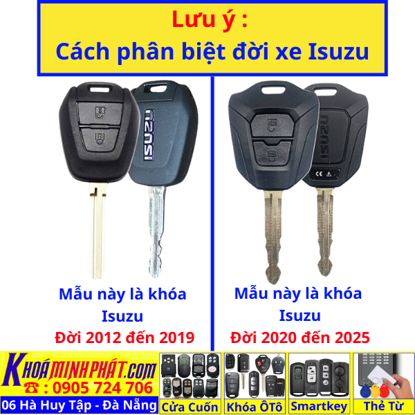 Chìa khoá độ gập gấp gọn xe ô tô Isuzu Dmax có mạch điều khiển học lệnh full chức năng