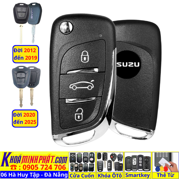 Chìa Khoá Độ Gập Gấp Gọn Xe Ô Tô Isuzu Dmax Tại Đà Nẵng – Remote Học Lệnh, Sẵn Mạch V11
