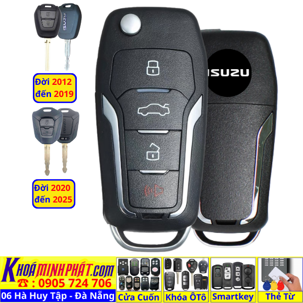 Chìa Khoá Độ Gập Isuzu Dmax Tại Đà Nẵng – Chìa Gập Nguyên Mạch, Điều Khiển Từ Xa V12