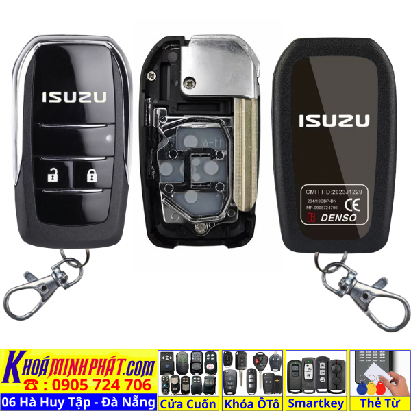 Vỏ chìa Khóa độ gập nâng cấp remote cho xe Isuzu Dmax, Mux V990 V991 D-max Mu-x - Làm Chìa Khoá Xe Ô Tô - Minh Phát Thay pin thay vỏ độ gập smartkey remote