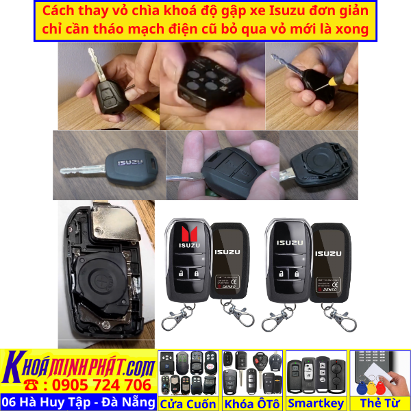 Vỏ chìa Khóa độ gập nâng cấp remote cho xe Isuzu Dmax, Mux V990 V991 D-max Mu-x - Làm Chìa Khoá Xe Ô Tô - Minh Phát Thay pin thay vỏ độ gập smartkey remote
