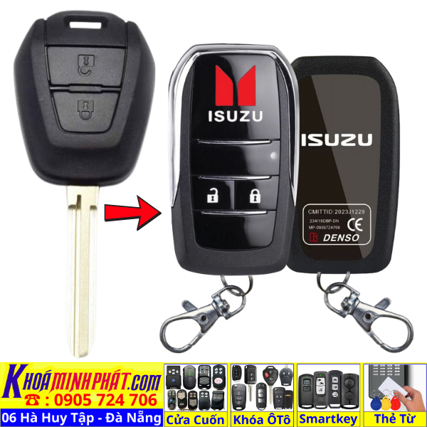 Vỏ chìa Khóa độ gập nâng cấp remote cho xe Isuzu Dmax, Mux V990 V991 D-max Mu-x - Làm Chìa Khoá Xe Ô Tô - Minh Phát Thay pin thay vỏ độ gập smartkey remote