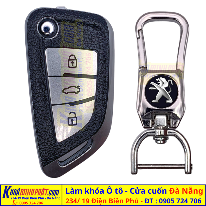 Chìa khoá xe ô tô Đà Nẵng Bao da TPU V15 peugeot