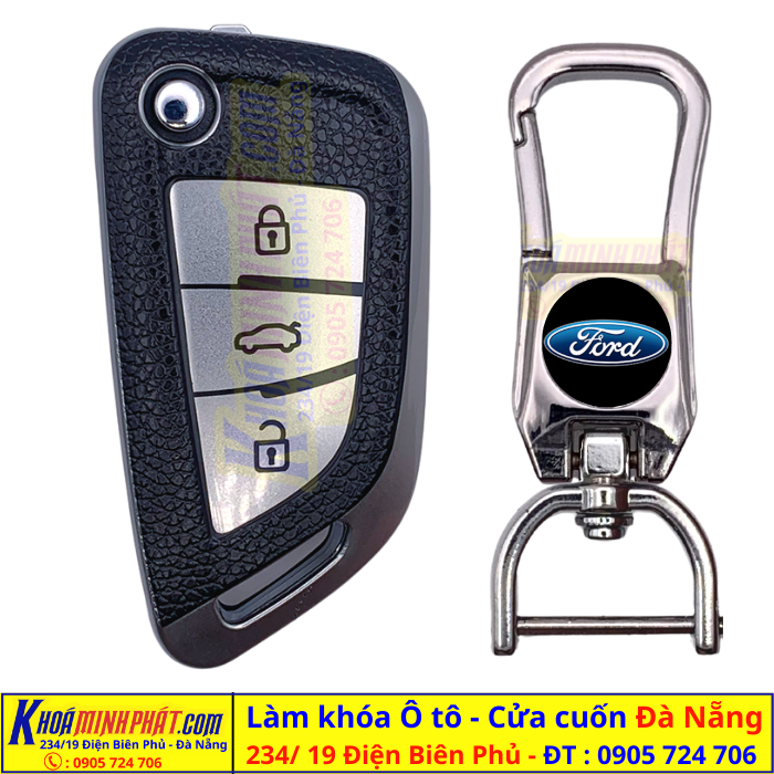 Chìa khoá xe ô tô Đà Nẵng Bao da TPU V15 ford
