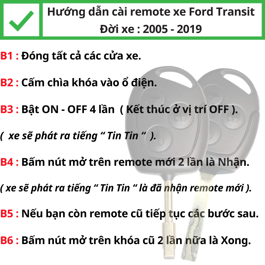 Hướng đẫn Làm chìa khóa học lệnh remote xe Ford Transit
