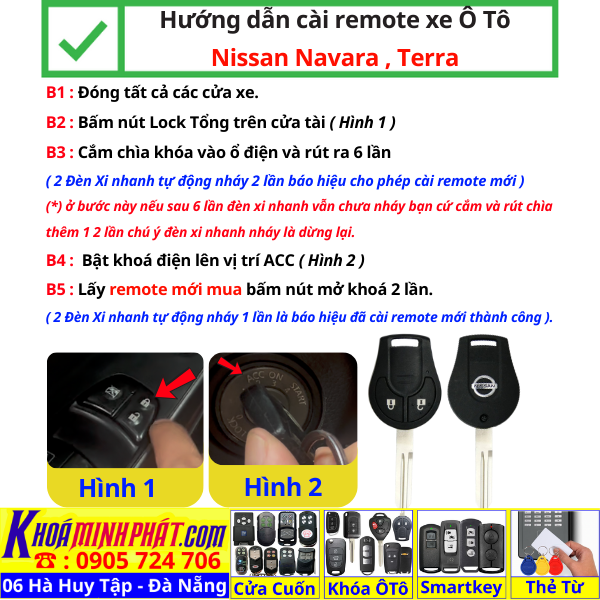 Chìa khoá remote độ gập xe Nissan Navara, Terra Full chức năng remote học lệnh gấp gọn điều khiển