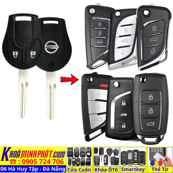 Chìa khoá remote độ gập xe Nissan Navara, Terra Full chức năng remote học lệnh gấp gọn điều khiển