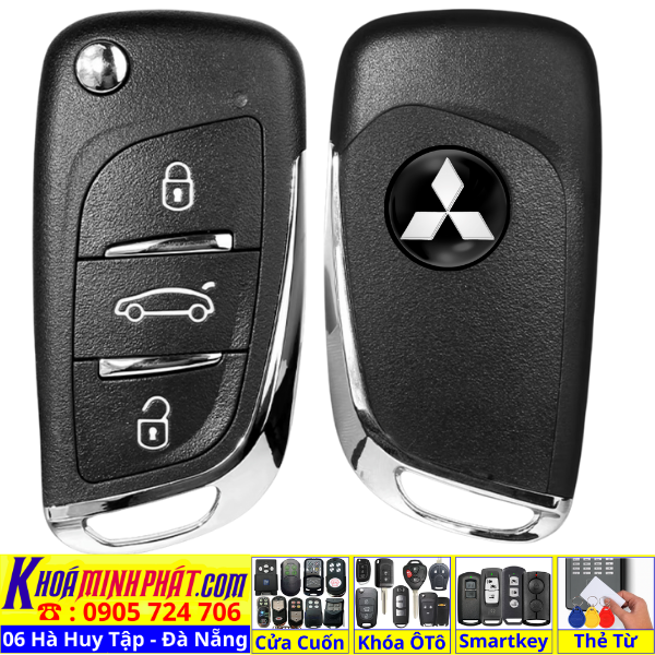 Chìa khóa Độ gập xe Mitsubishi Grandis Triton Mirage Pajero sport Attrage Xpander Eclipse Delica Lancer Remote học lệnh xe ô tô gấp gọn mới V11