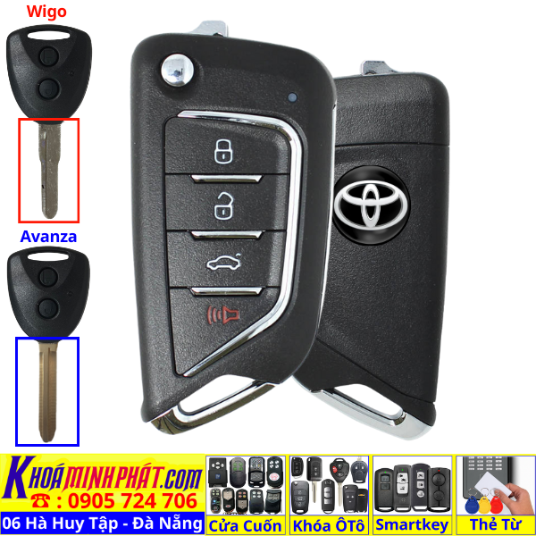 Remote Học Lệnh Xe Ô Tô Toyota Wigo & Toyota Avanza – Chìa Khoá Gập Nguyên Mạch V21