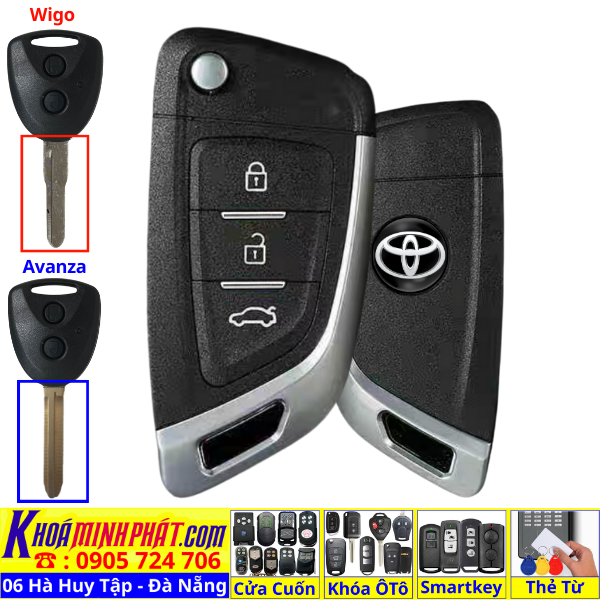 Chìa Khoá Gập Sẵn Mạch Điều Khiển Toyota Wigo & Toyota Avanza – Mẫu Gập Gọn V14