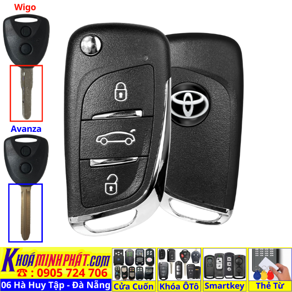 Chìa Khóa Độ Gập Toyota Wigo & Toyota Avanza – Remote Học Lệnh Xe Ô Tô Sẵn Mạch V11