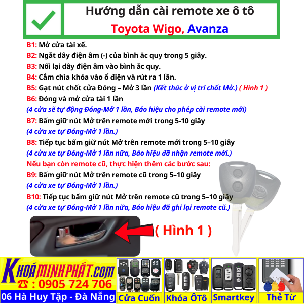 Chìa khóa độ gập xe ô tô Toyota Wigo Avanza remote học lệnh mẫu gấp gọn điều khiển mới