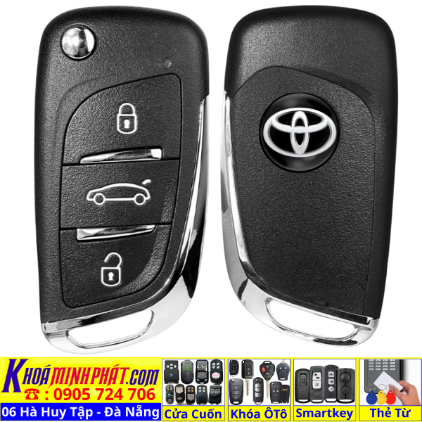 Chìa khóa độ gập xe Toyota Camry corolla altis đời 2000 2001 2002 2003 2004 2005 Full chức năng ( Remote học lệnh xe ô tô ) V11
