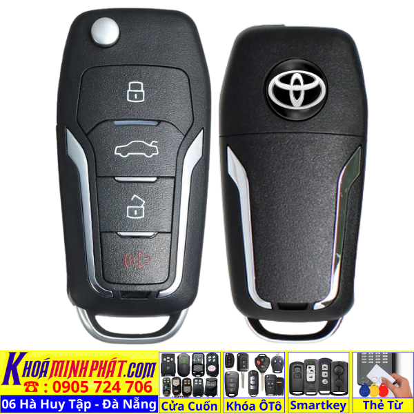 Chìa khóa độ gập xe Toyota Camry corolla altis đời 2000 2001 2002 2003 2004 2005 Full chức năng ( Remote học lệnh xe ô tô ) V12