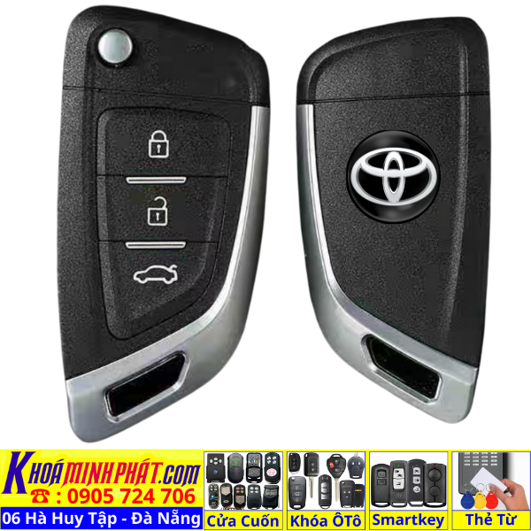 Chìa khóa độ gập xe Toyota Camry corolla altis đời 2000 2001 2002 2003 2004 2005 Full chức năng ( Remote học lệnh xe ô tô ) V14