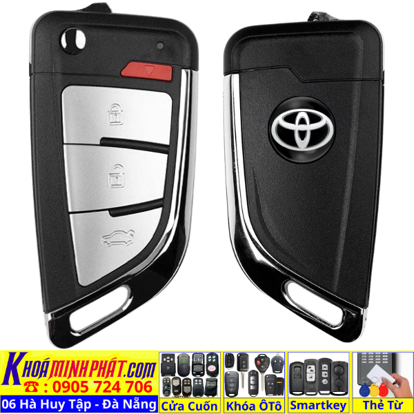Chìa khóa độ gập xe Toyota Camry corolla altis đời 2000 2001 2002 2003 2004 2005 Full chức năng ( Remote học lệnh xe ô tô ) V16