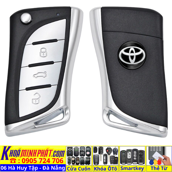 Chìa khóa độ gập xe Toyota Camry corolla altis đời 2000 2001 2002 2003 2004 2005 Full chức năng ( Remote học lệnh xe ô tô ) V19