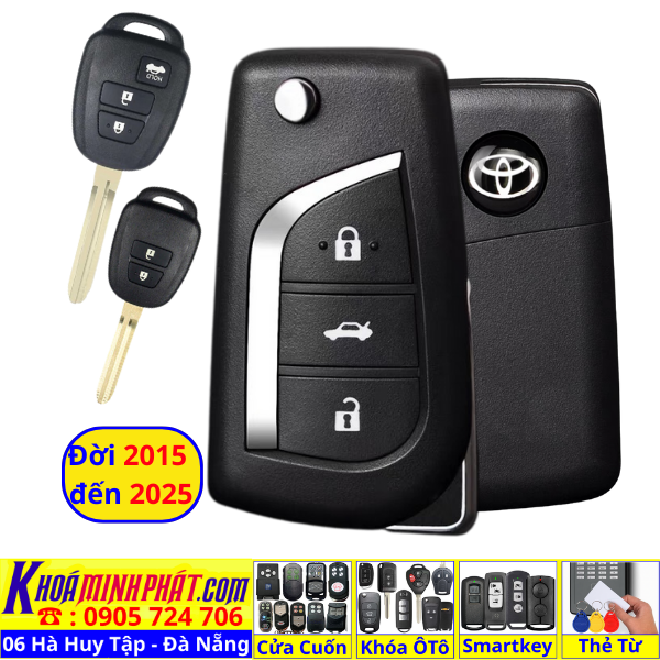 Chìa Khoá Xe Ô Tô Toyota Vios Yaris 2015–2025 – Remote Mẫu Gập Gọn, Điều Khiển Cửa Ô Tô V13