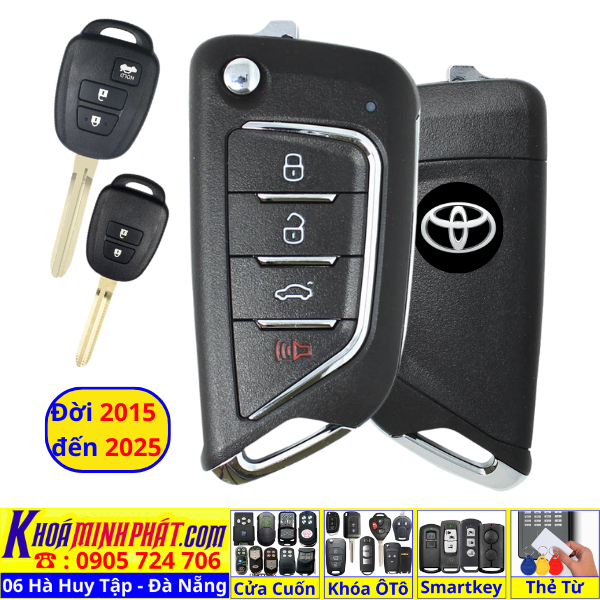 Chìa Khoá Ô Tô Toyota Vios Yaris 2015–2025 – Độ Gập, Remote Điều Khiển Từ Xa V21