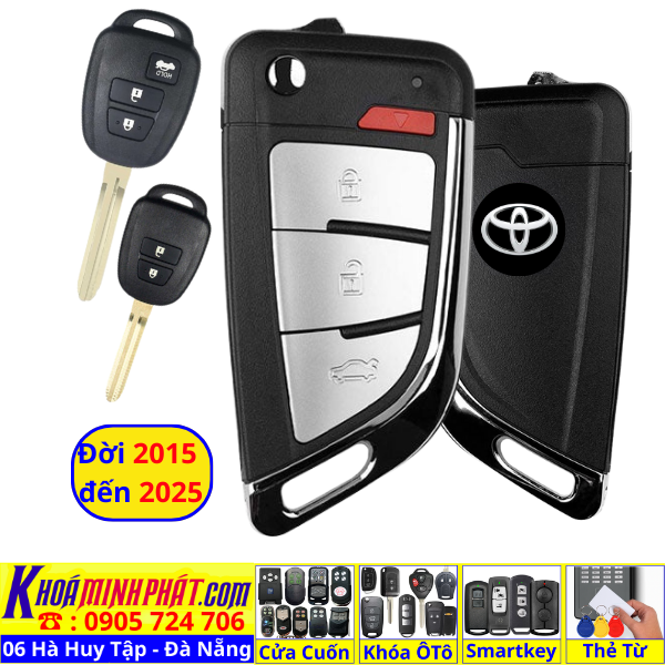 Chìa Khoá Gập Toyota Vios Yaris Đời 2015–2025 – Điều Khiển Từ Xa, Gập Nguyên Mạch V16