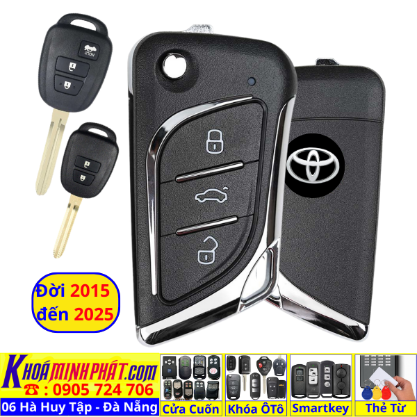 Làm Remote Điều Khiển Cửa Ô Tô Toyota Vios Yaris 2015–2025 – Chìa Khoá Gập Sẵn Mạch V17